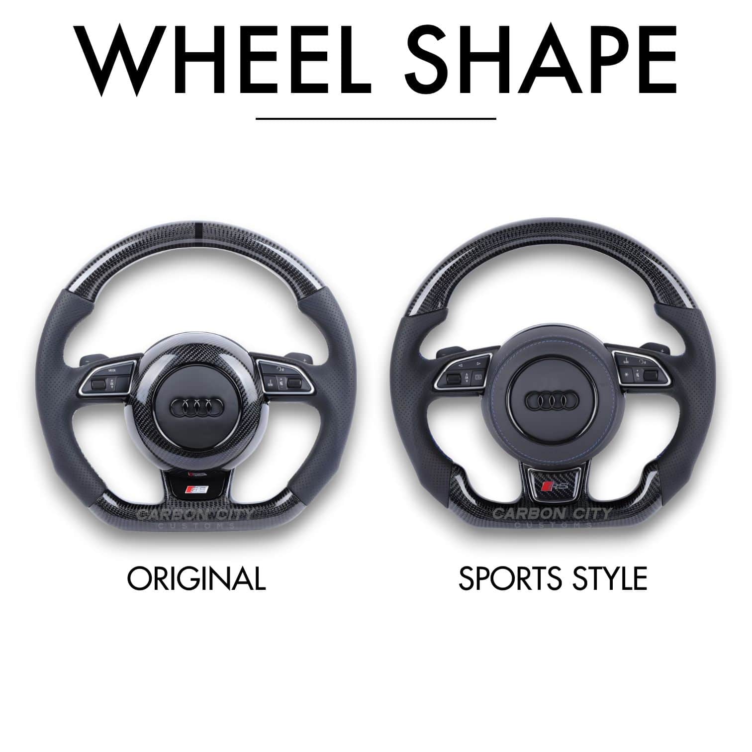 Audi A/S/RS Style (1st Gen) Customizable Steering Wheel (Fits 2013 - 2016 Models)