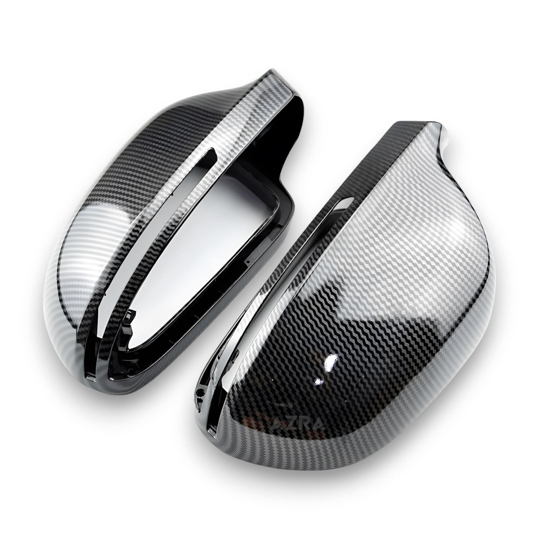 AZRA Audi A4/S4/A5/S5/A6/S6/A8/S8/Q3/SQ3 | B8 / B8.5 | Gloss Black / Carbon Print Mirror Caps Carbon Print A (Built-In Indicator)