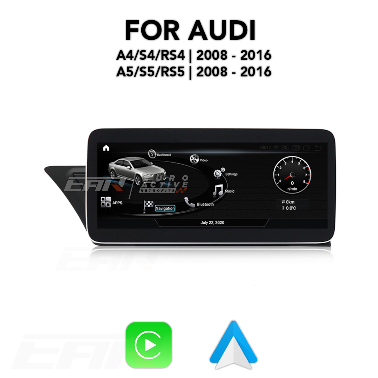 Audi A4/S4/RS4/A5/S5/RS5 | B8 | Android 13.0 Multimedia 10.25"/12.5" Touchscreen Display + Built-In Wireless Carplay & Android Auto | 2008 - 2016