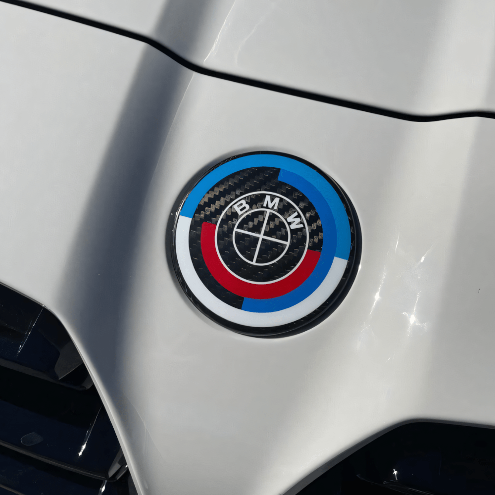 BMW Carbon Fiber M 50 Year Anniversary Emblem Badges