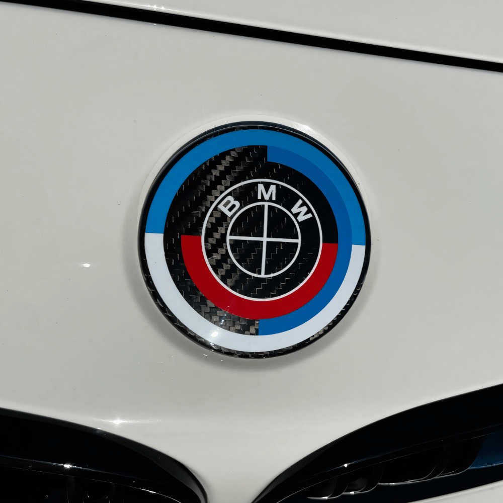 BMW Carbon Fiber M 50 Year Anniversary Emblem Badges