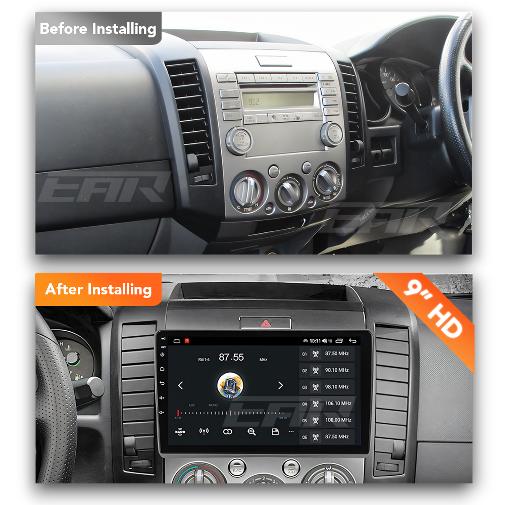 Ford Ranger (2006 - 2011) Multimedia 9" Touchscreen Display + Built-In Wireless Carplay & Android Auto