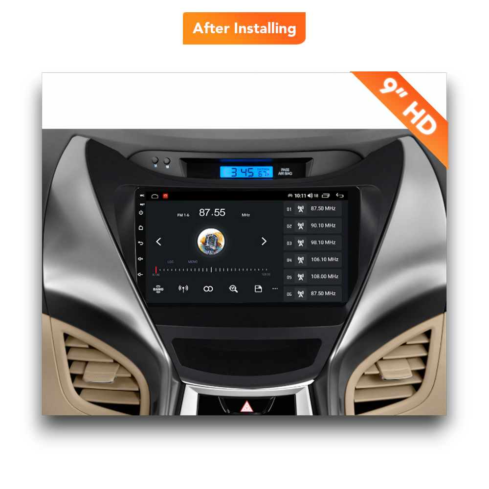 Hyundai Elantra/Avante (2011 - 2016) Multimedia 9" Touchscreen Display + Built-In Wireless Carplay & Android Auto