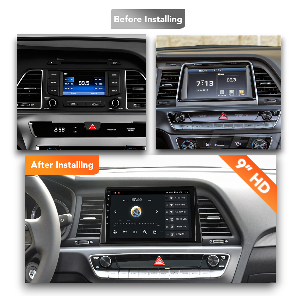 Hyundai Sonota (2015 - 2019) Multimedia 9" Touchscreen Display + Built-In Wireless Carplay & Android Auto