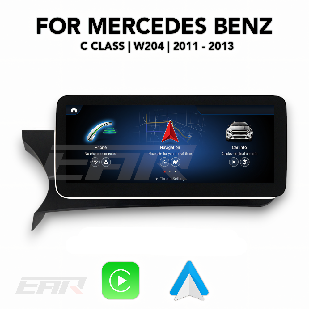 Mercedes Benz C Class Android 13.0 (W204) Multimedia 10.25"/12.3" Touchscreen Display + Built-In Wireless Carplay & Android Auto | 2011 - 2013 | LHD/RHD