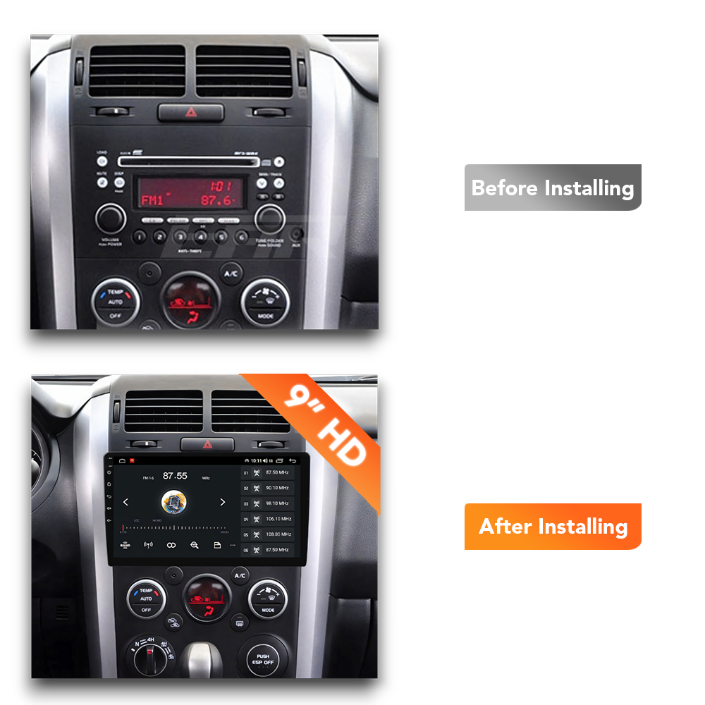 Suzuki Grand Vitara (2005 - 2019) Multimedia 9" Touchscreen Display + Built-In Wireless Carplay & Android Auto