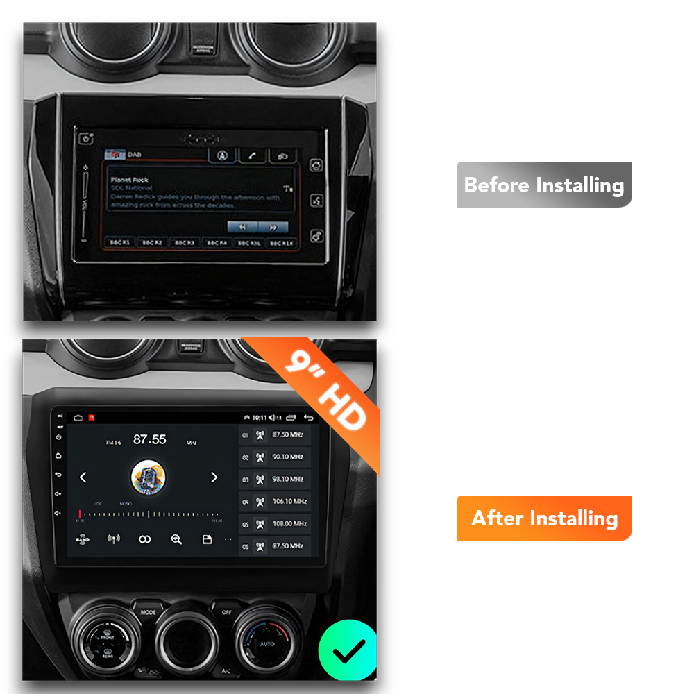 Suzuki Swift (2017 - 2022) Multimedia 9" Touchscreen Display + Built-In Wireless Carplay & Android Auto