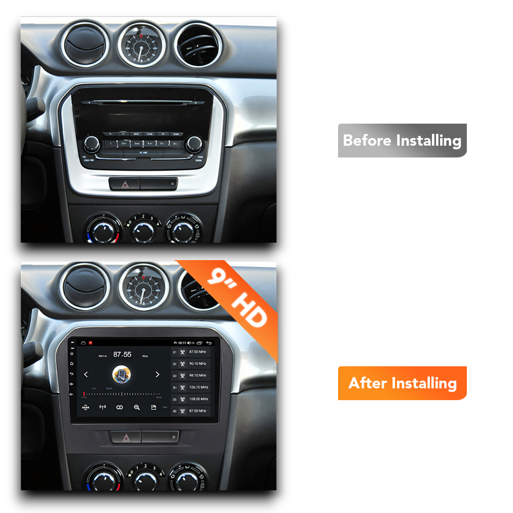 Suzuki Vitara (2015 - 2023) Multimedia 9" Touchscreen Display + Built-In Wireless Carplay & Android Auto