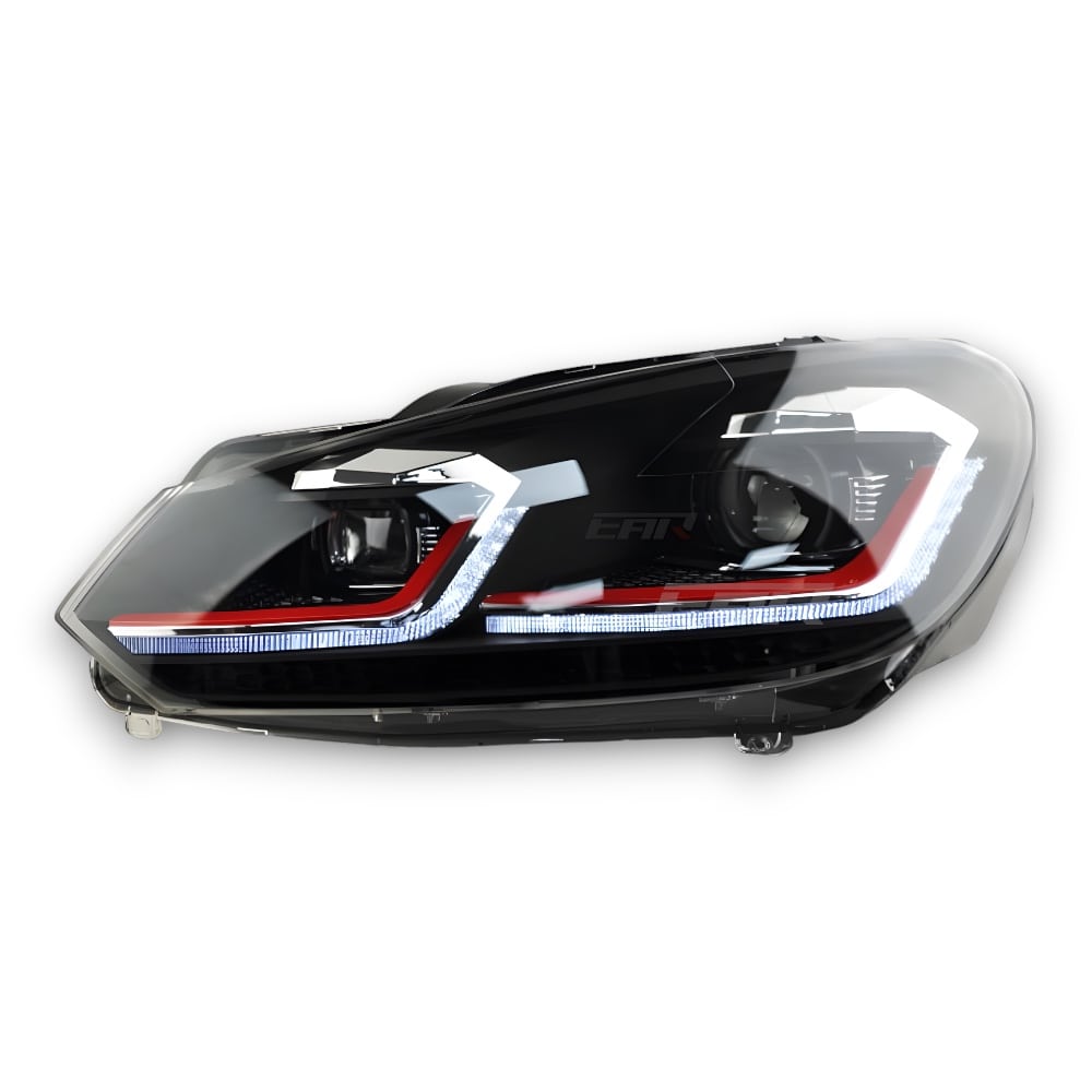 Volkswagen Golf Mk6 Sequential Mk7.5 Style Xenon Angel LED Headlights (2009 - 2012)