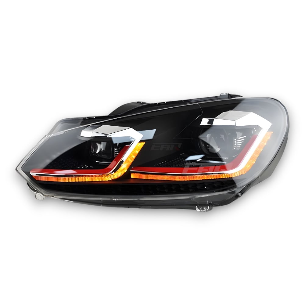 Volkswagen Golf Mk6 Sequential Mk7.5 Style Xenon Angel LED Headlights (2009 - 2012)
