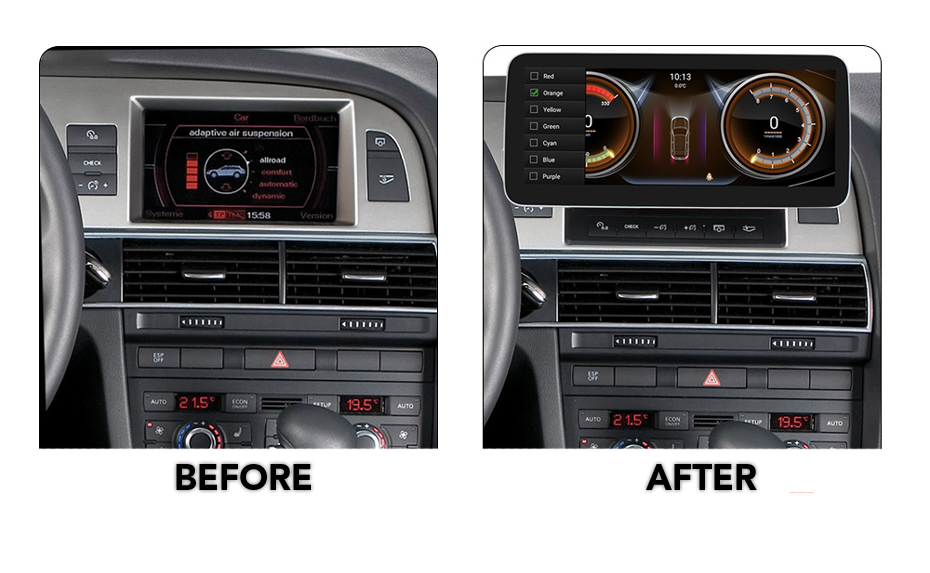 Audi A6/A6L/S6 Android 13.0 Multimedia 10.25"/12.5" Touchscreen Display + Built-In Wireless Carplay & Android Auto | 2005 - 2009 | LHD/RHD