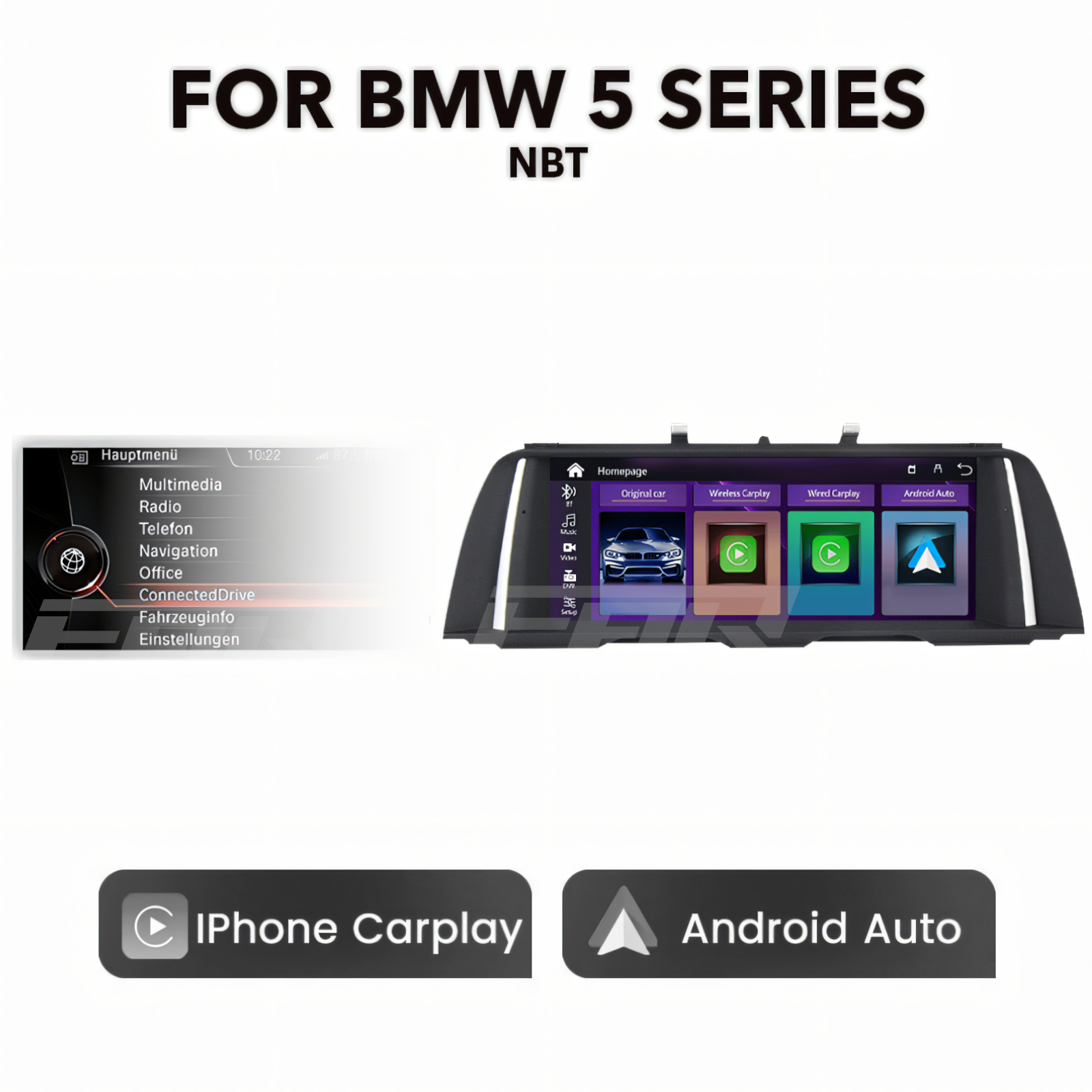 BMW 5 Series F10/F11/F18 10.25" Multimedia Touchscreen Display + Built-in Wireless Carplay & Android Auto | 2011 - 2016 NBT
