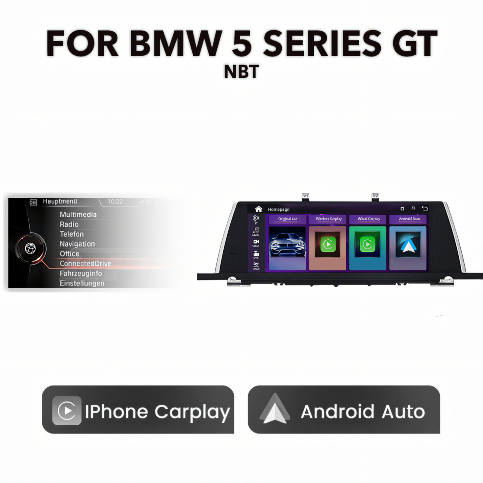 BMW 5 Series GT F07 10.25" Multimedia Touchscreen Display + Built-in Wireless Carplay & Android Auto | 2010 - 2017 NBT