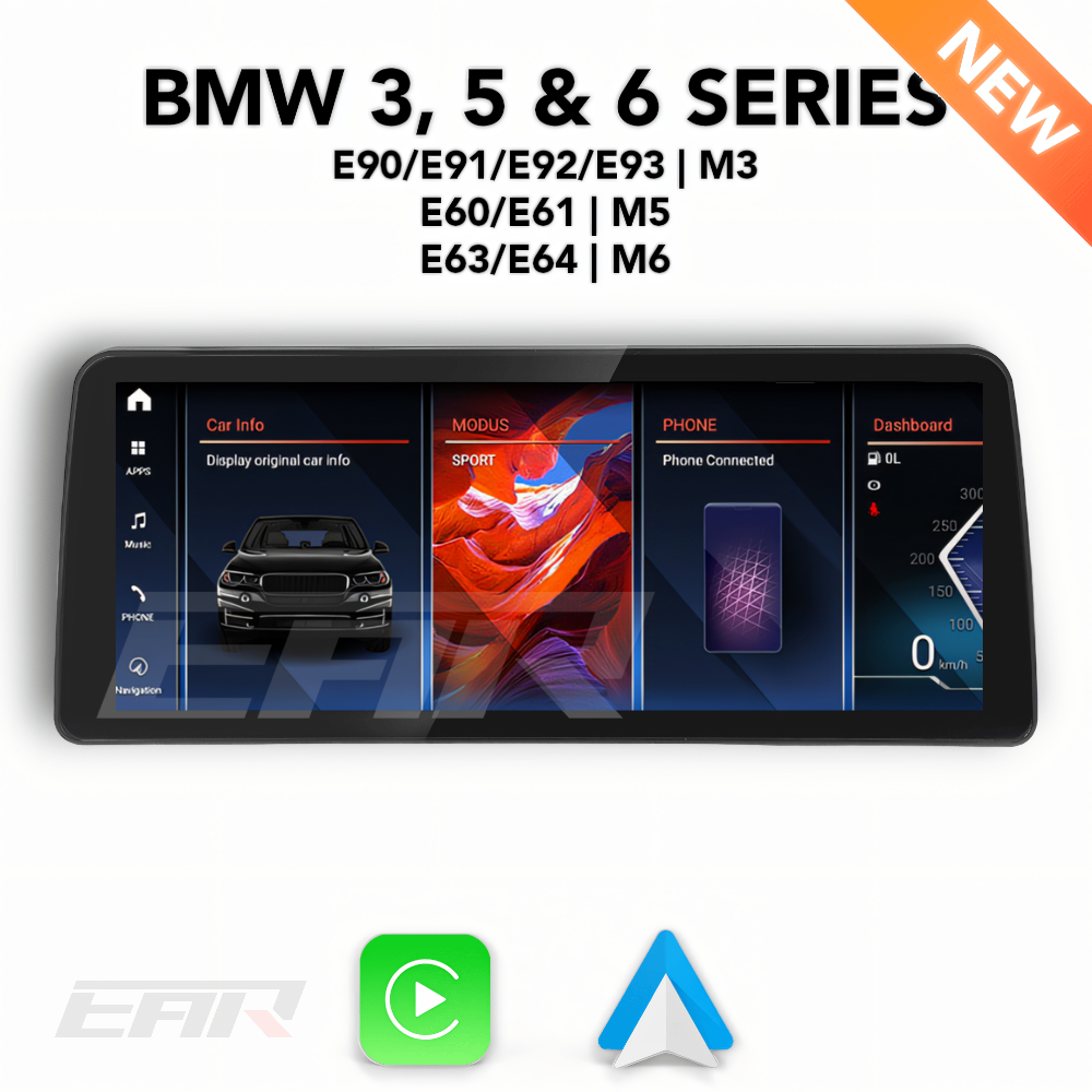 BMW iDrive 8 Android 13.0 3, 5 & 6 Series Multimedia 12.3" Touchscreen Display + Built-In Wireless Carplay & Android Auto | 2003 - 2012 | LHD/RHD