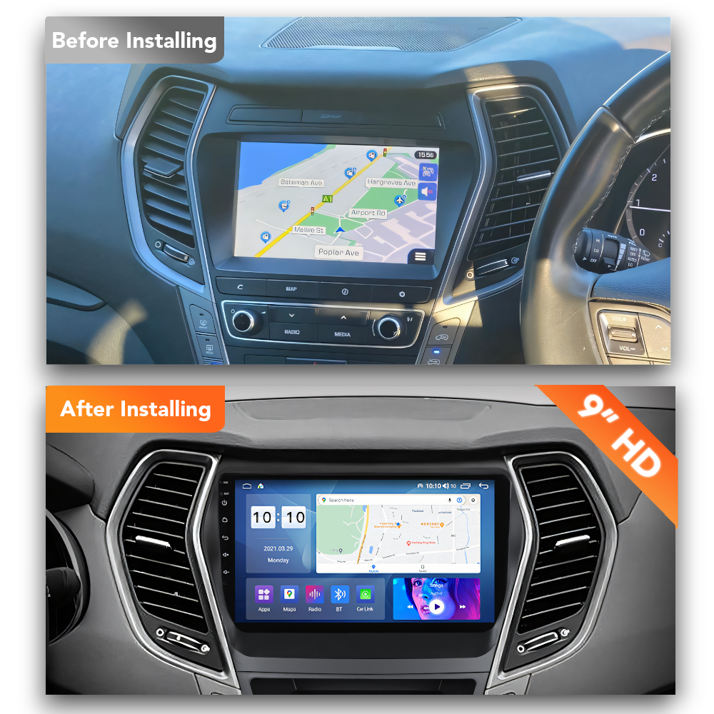 Hyundai Santa Fe (2013 - 2018) Multimedia 9" Touchscreen Display + Built-In Wireless Carplay & Android Auto