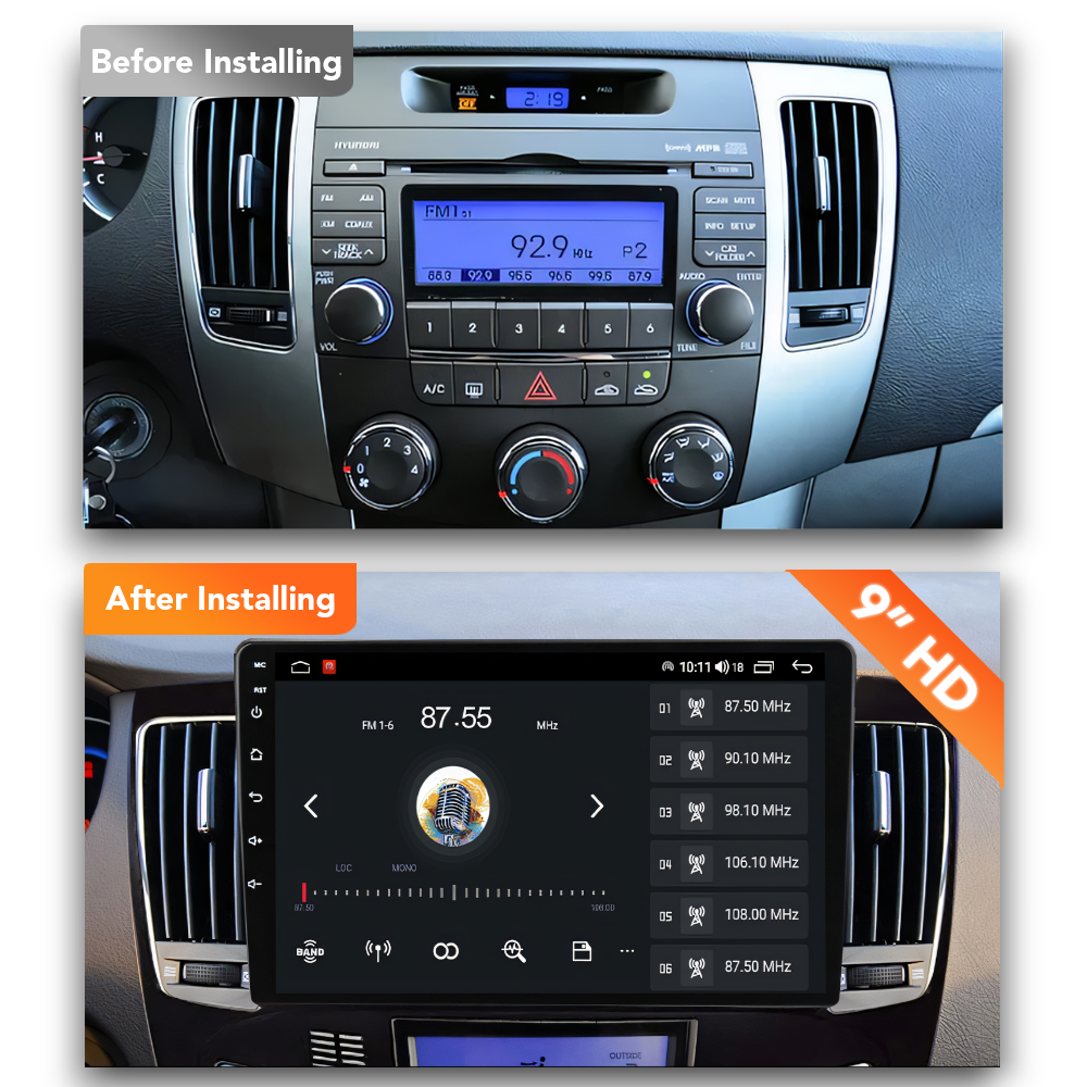 Hyundai Sonota (2008 - 2010) Multimedia 9" Touchscreen Display + Built-In Wireless Carplay & Android Auto