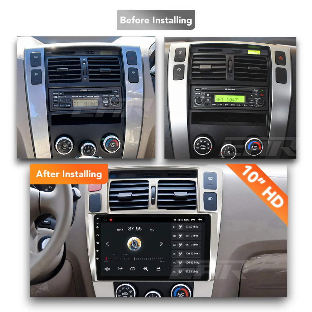 Hyundai Tucson (2004 - 2009) Multimedia 10" Touchscreen Display + Built-In Wireless Carplay & Android Auto