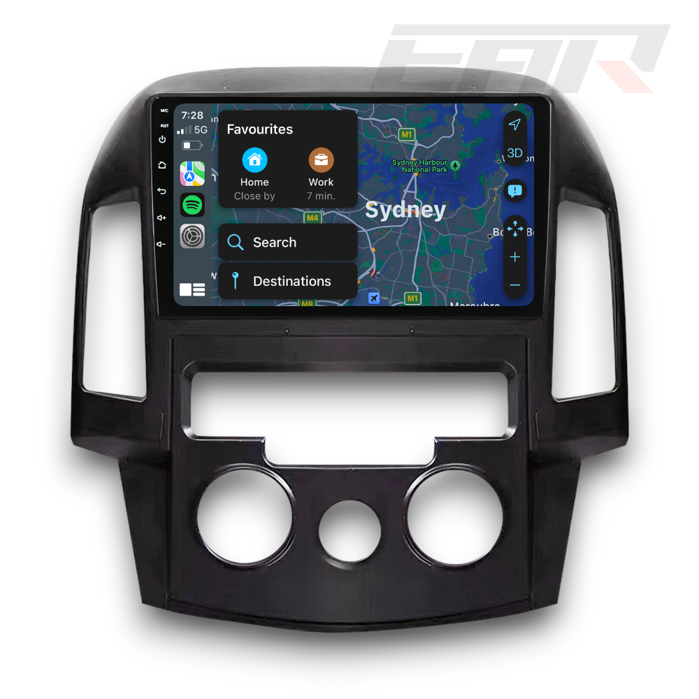 Hyundai i30 (2007 - 2012) Manual A/C Multimedia 9" Touchscreen Display + Built-In Wireless Carplay & Android Auto