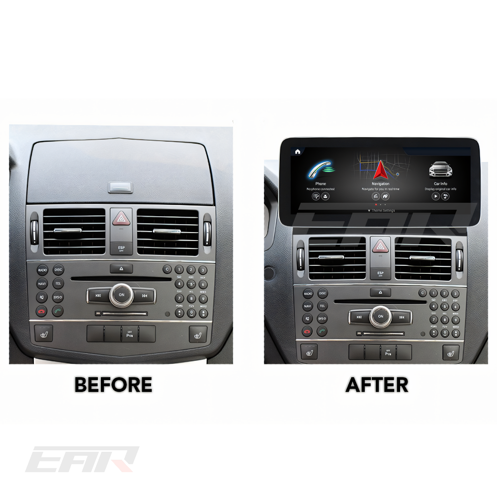 Mercedes Benz C Class Android 13.0 (W204/S204) Multimedia 10.25"/12.3" Touchscreen Display + Built-In Wireless Carplay & Android Auto | 2008 - 2010 | LHD/RHD