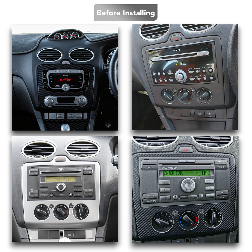 Ford Focus Automatic A/C (2008 - 2011) Multimedia 9" Touchscreen Display + Built-In Wireless Carplay & Android Auto