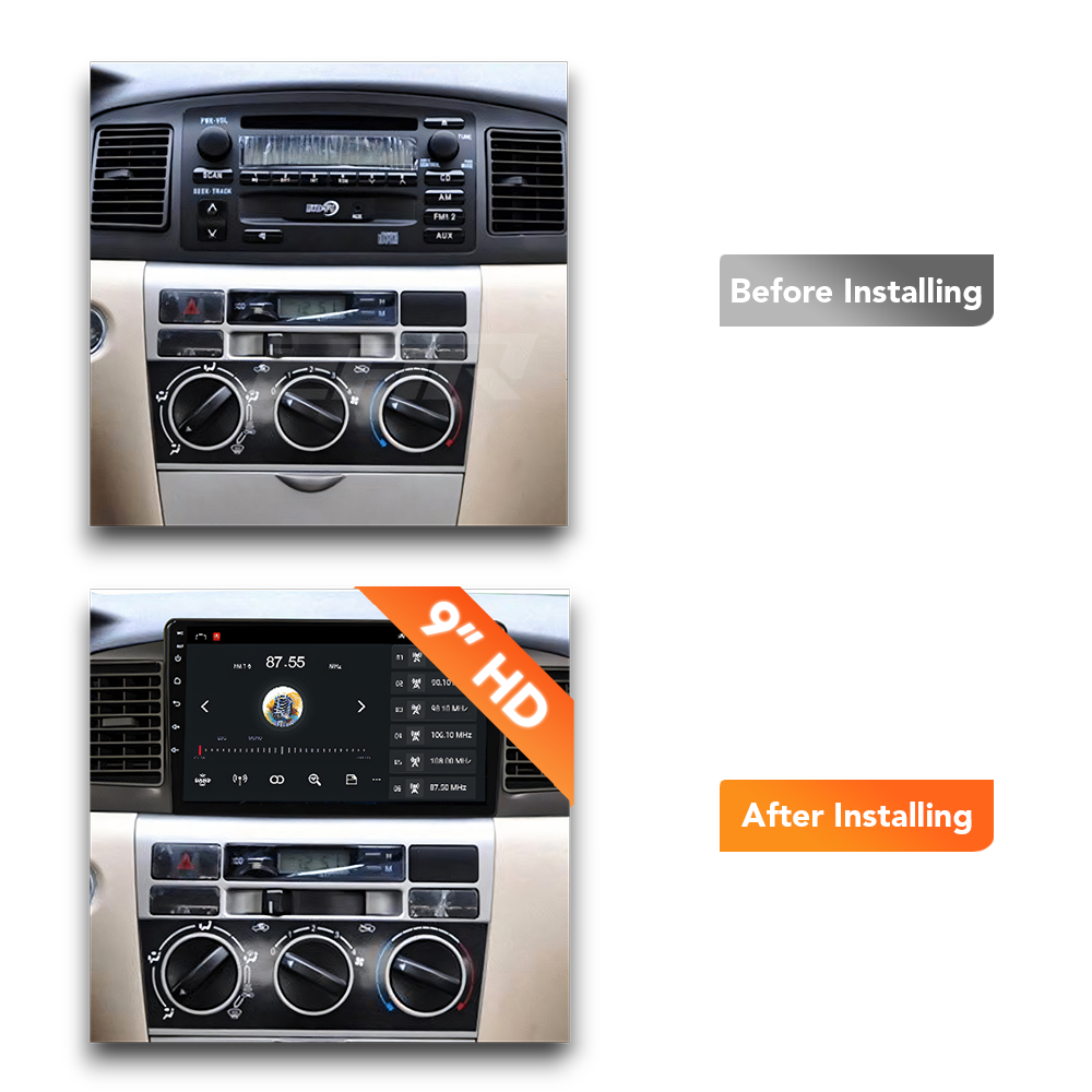 Toyota Corolla (2002 - 2007) Multimedia 9" Touchscreen Display + Built-In Wireless Carplay & Android Auto