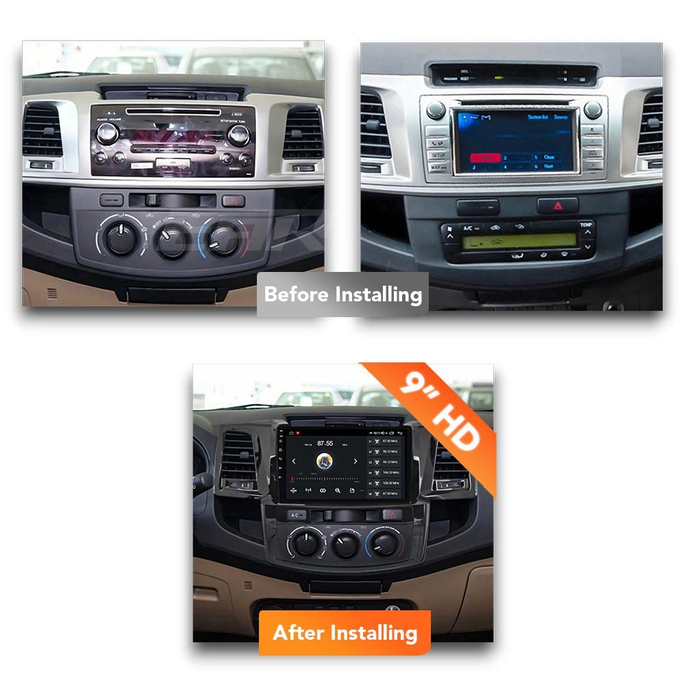 Toyota HiLux (2004 - 2014) Multimedia 9" Touchscreen Display + Built-In Wireless Carplay & Android Auto