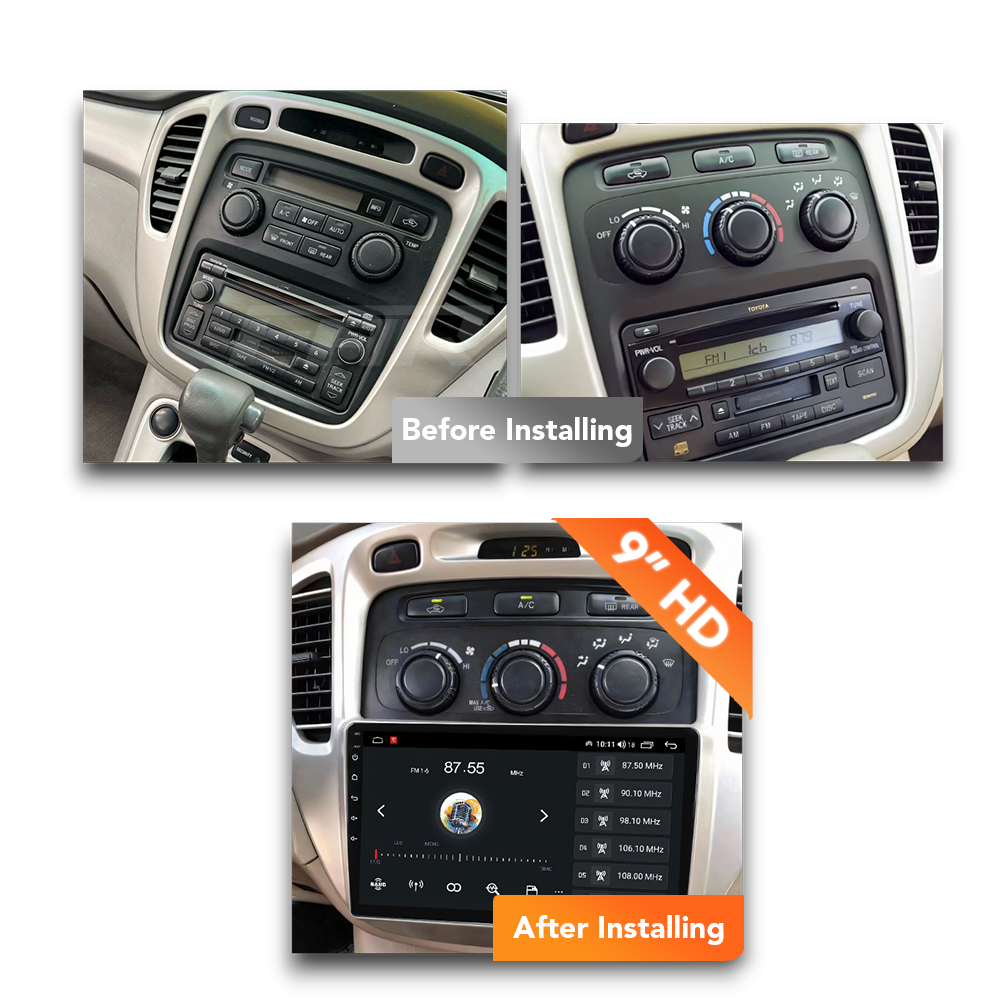 Toyota Highlander/Kluger (2000 - 2007) Multimedia 9" Touchscreen Display + Built-In Wireless Carplay & Android Auto